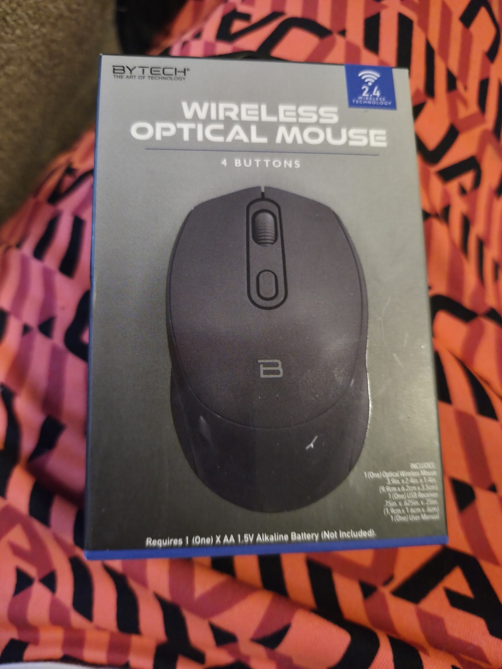 Bytech Black Wireless Optical Mouse - 4-Button 2.4GHz
